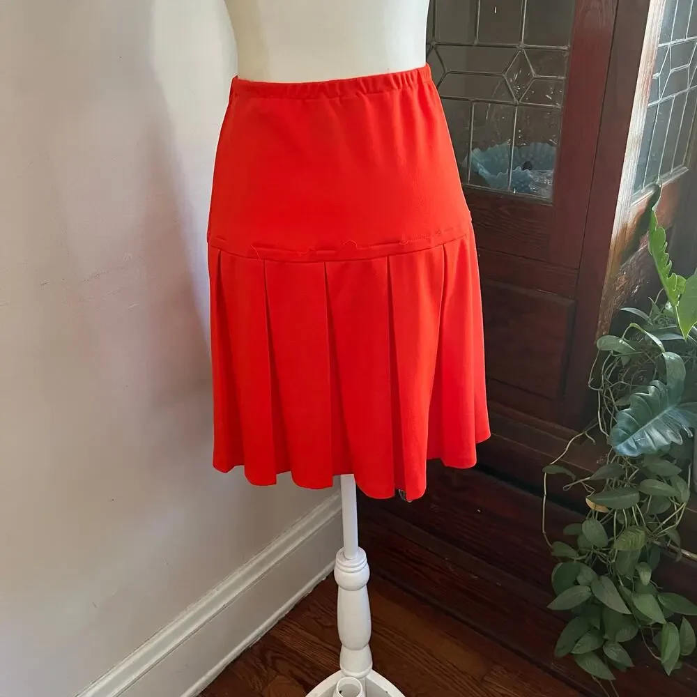 Vintage 70s Act III Red Pleated Drop Waist Tennis Skirt Mini XS Sporty Blokecore